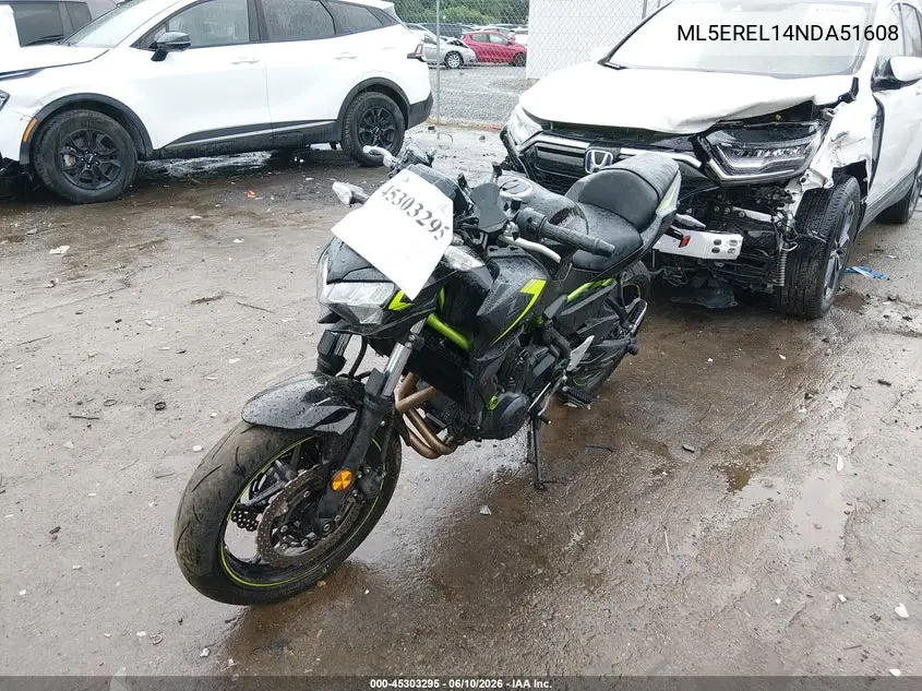 2022 Kawasaki Er650 L VIN: ML5EREL14NDA51608 Lot: 45303295