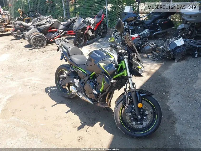 2022 Kawasaki Er650 L VIN: ML5EREL16NDA51349 Lot: 45446454