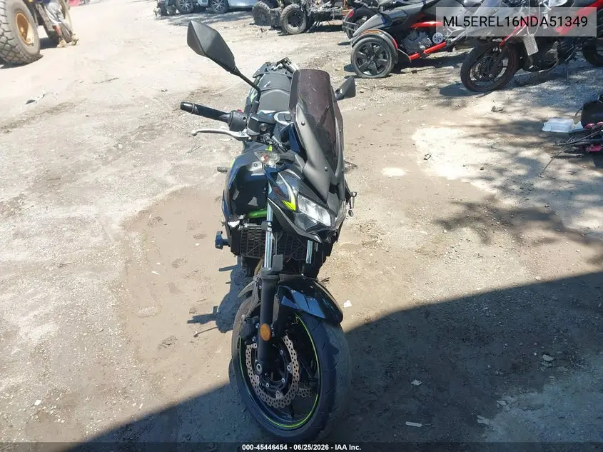 2022 Kawasaki Er650 L VIN: ML5EREL16NDA51349 Lot: 45446454