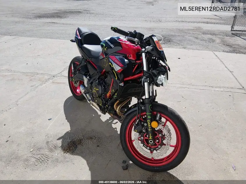 2024 Kawasaki Er650 N VIN: ML5EREN12RDAD2781 Lot: 45136600