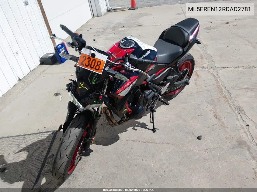 2024 Kawasaki Er650 N VIN: ML5EREN12RDAD2781 Lot: 45136600