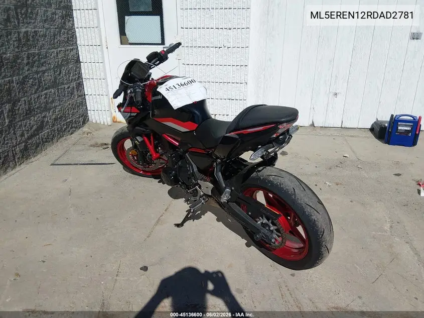 2024 Kawasaki Er650 N VIN: ML5EREN12RDAD2781 Lot: 45136600