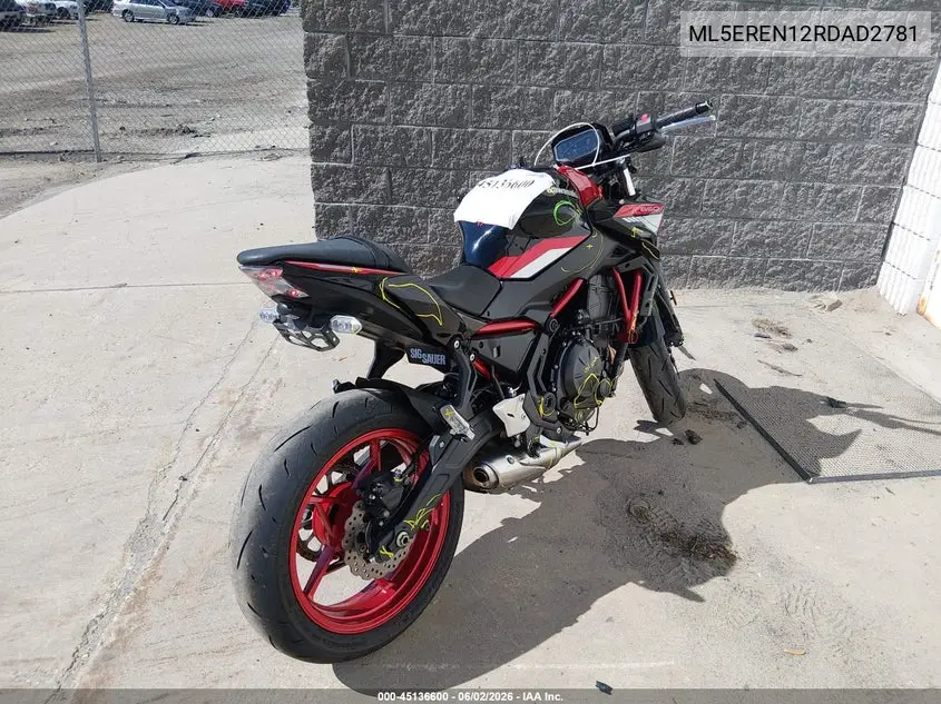 2024 Kawasaki Er650 N VIN: ML5EREN12RDAD2781 Lot: 45136600