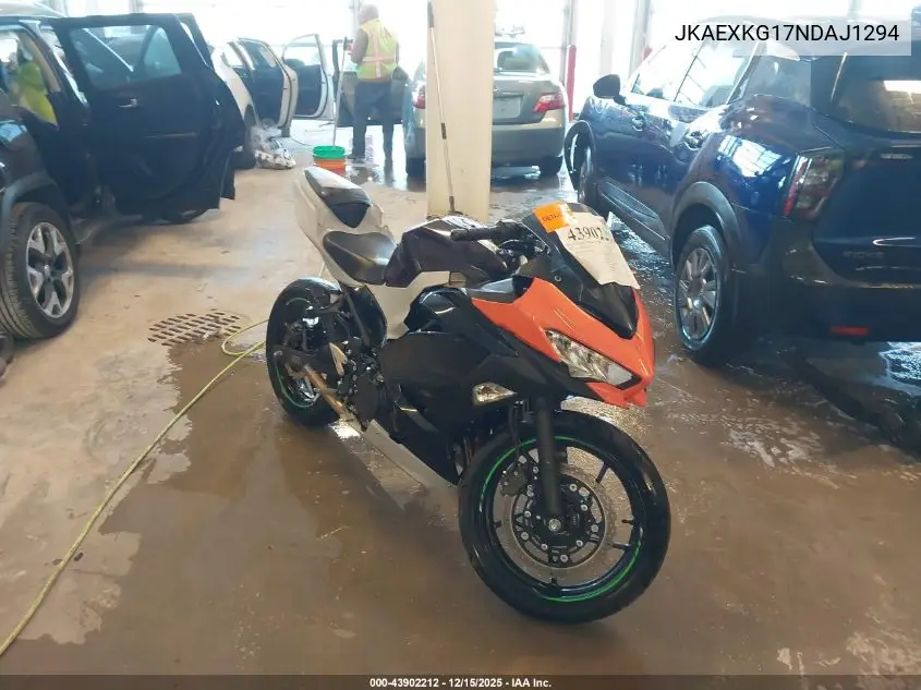 2022 Kawasaki Ex400 VIN: JKAEXKG17NDAJ1294 Lot: 43902212