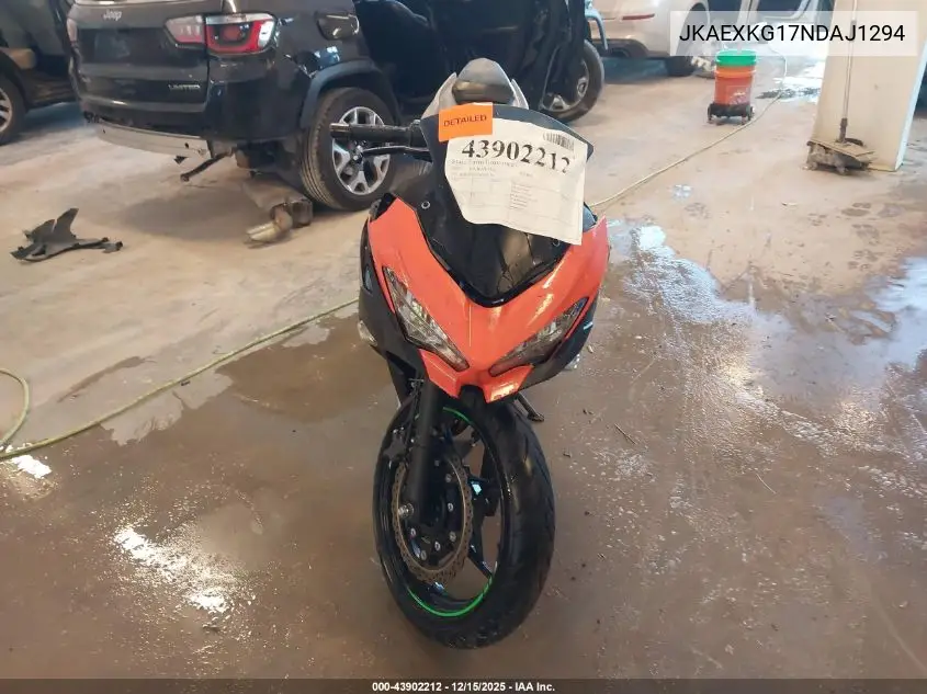 2022 Kawasaki Ex400 VIN: JKAEXKG17NDAJ1294 Lot: 43902212