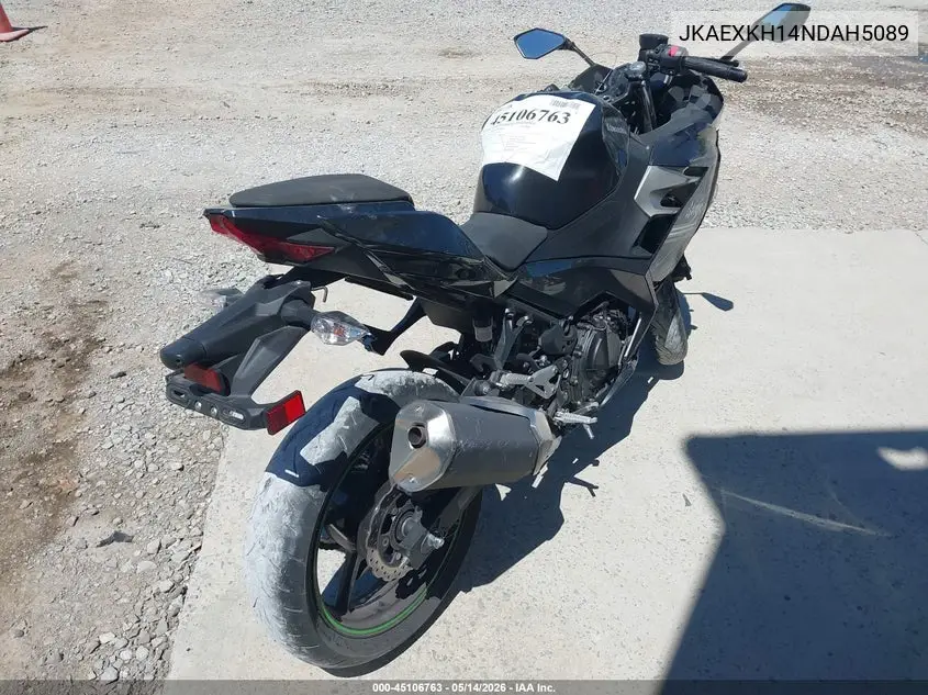 2022 Kawasaki Ex400 VIN: JKAEXKH14NDAH5089 Lot: 45106763