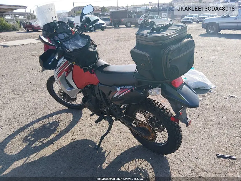 2012 Kawasaki Kl650 E VIN: JKAKLEE13CDA48018 Lot: 45633228