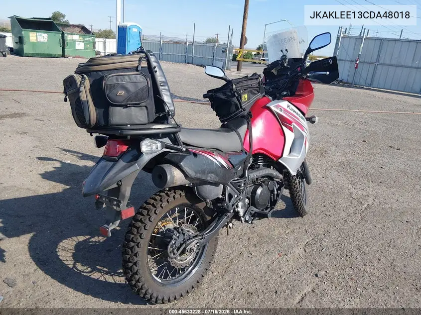 2012 Kawasaki Kl650 E VIN: JKAKLEE13CDA48018 Lot: 45633228