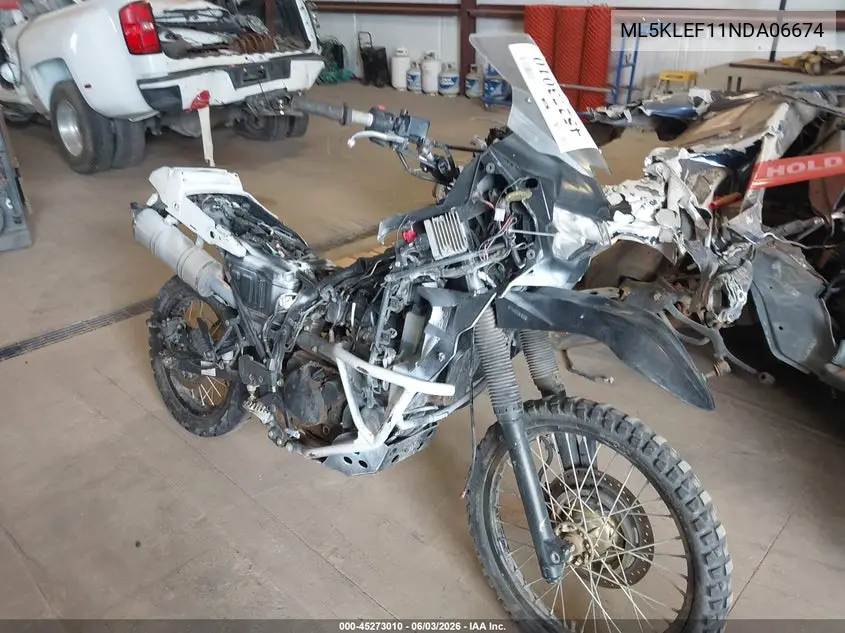 2022 Kawasaki Kl650 F VIN: ML5KLEF11NDA06674 Lot: 45273010