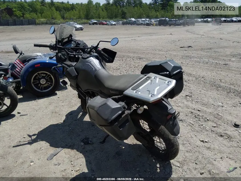 2022 Kawasaki Kl650 L VIN: ML5KLEL14NDA02123 Lot: 45283386