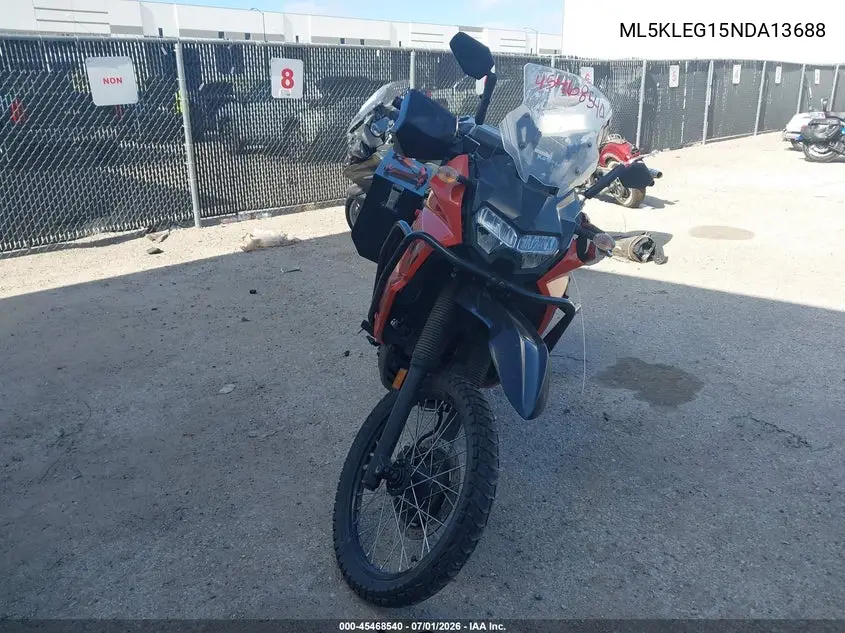 2022 Kawasaki Kl650 G VIN: ML5KLEG15NDA13688 Lot: 45468540