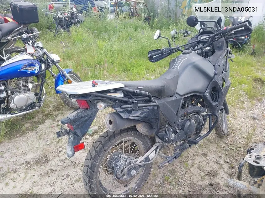 2022 Kawasaki Kl650 L VIN: ML5KLEL13NDA05031 Lot: 45496568