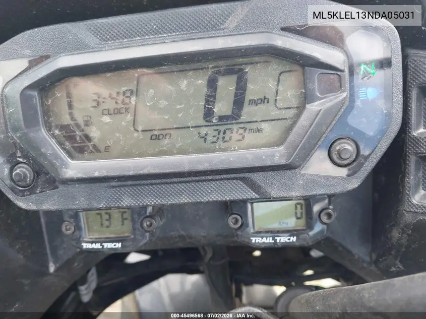 2022 Kawasaki Kl650 L VIN: ML5KLEL13NDA05031 Lot: 45496568