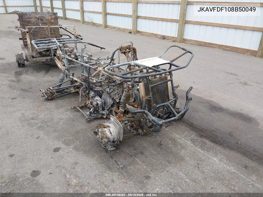 2008 Kawasaki Kvf750 F VIN: JKAVFDF108B50049 Lot: 45138263