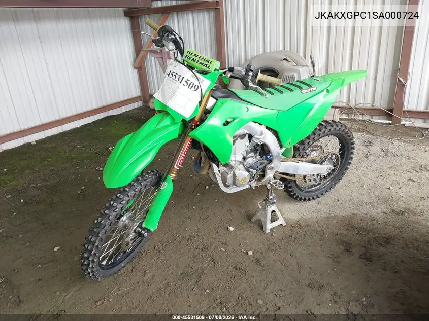 2025 Kawasaki Kx450 P VIN: JKAKXGPC1SA000724 Lot: 45531509