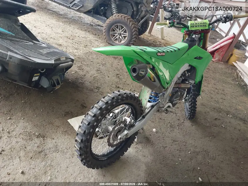 2025 Kawasaki Kx450 P VIN: JKAKXGPC1SA000724 Lot: 45531509