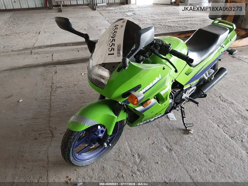 1999 Kawasaki Ex250 F VIN: JKAEXMF18XA063273 Lot: 45595551
