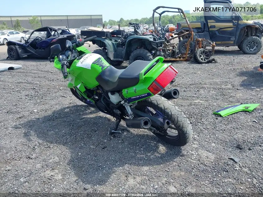 2000 Kawasaki Ex250 F VIN: JKAEXMF17YA071706 Lot: 45537176