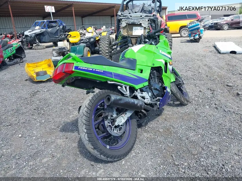 2000 Kawasaki Ex250 F VIN: JKAEXMF17YA071706 Lot: 45537176