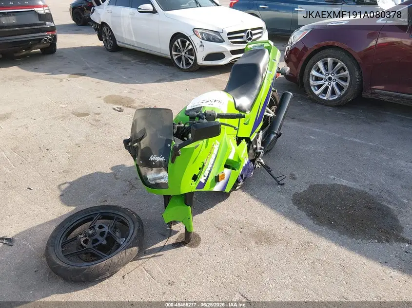 2001 Kawasaki Ex250 F VIN: JKAEXMF191A080378 Lot: 45455277
