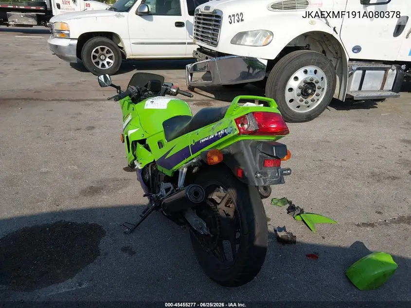 2001 Kawasaki Ex250 F VIN: JKAEXMF191A080378 Lot: 45455277