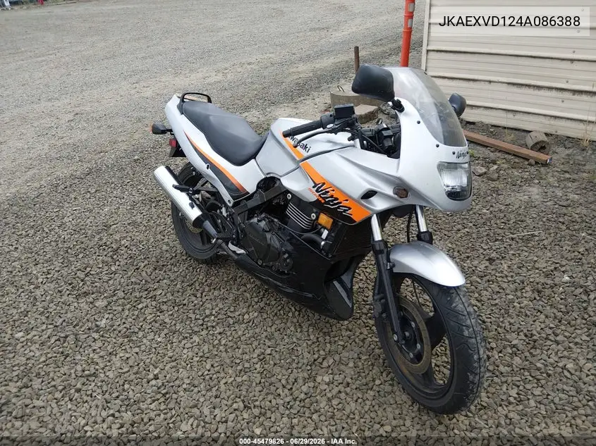 2004 Kawasaki Ex500 D VIN: JKAEXVD124A086388 Lot: 45479826