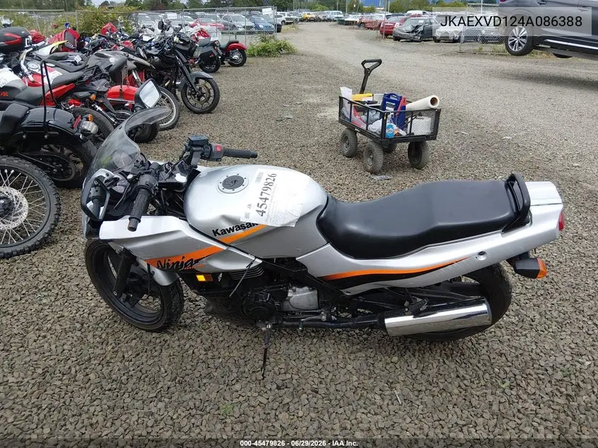 2004 Kawasaki Ex500 D VIN: JKAEXVD124A086388 Lot: 45479826