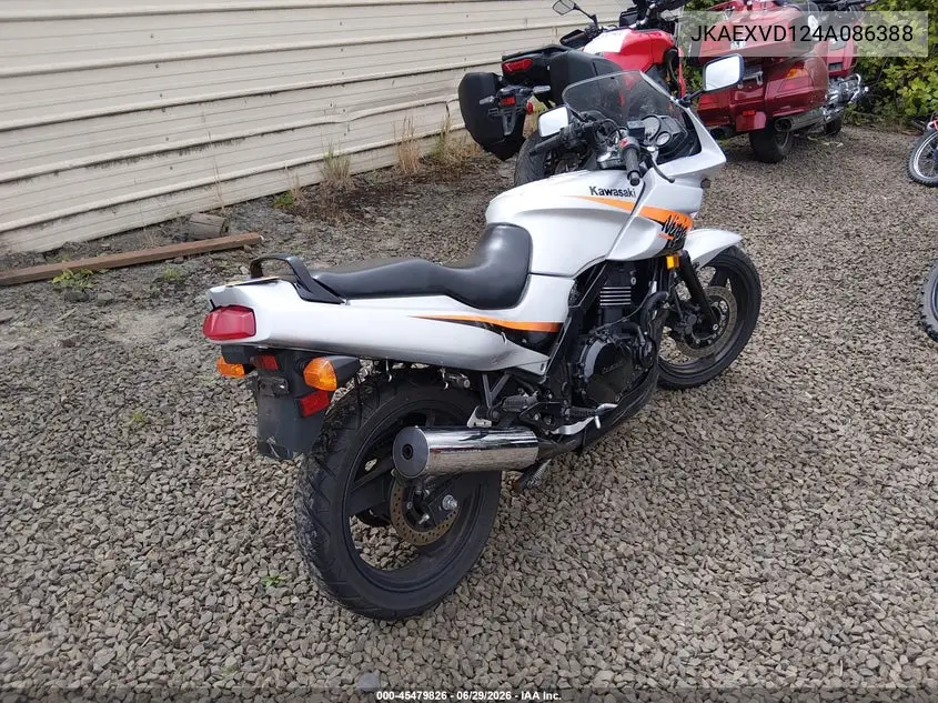 2004 Kawasaki Ex500 D VIN: JKAEXVD124A086388 Lot: 45479826