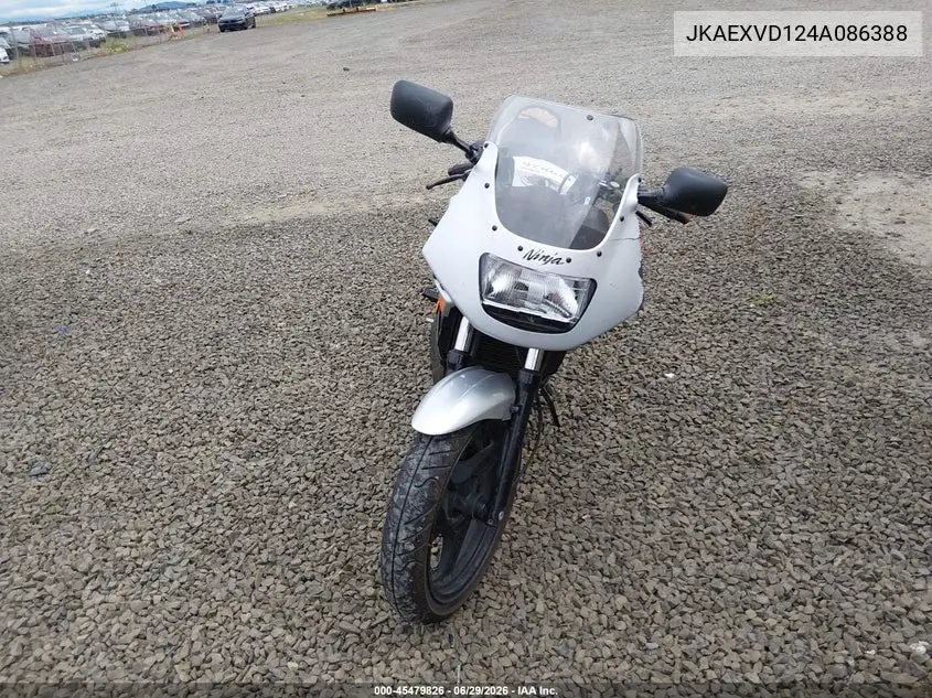 2004 Kawasaki Ex500 D VIN: JKAEXVD124A086388 Lot: 45479826