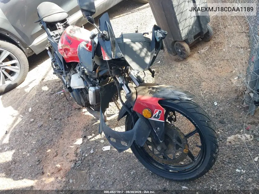2012 Kawasaki Ex250 J VIN: JKAEXMJ18CDAA1189 Lot: 45277817