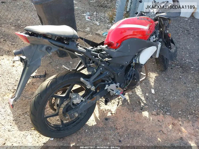 2012 Kawasaki Ex250 J VIN: JKAEXMJ18CDAA1189 Lot: 45277817