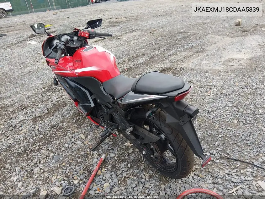 2012 Kawasaki Ex250 J VIN: JKAEXMJ18CDAA5839 Lot: 45373419