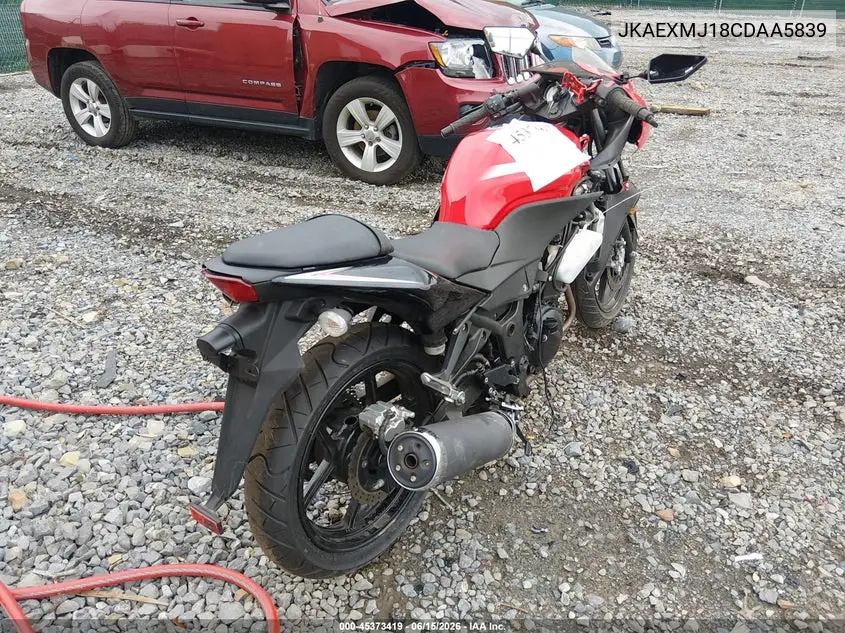 2012 Kawasaki Ex250 J VIN: JKAEXMJ18CDAA5839 Lot: 45373419