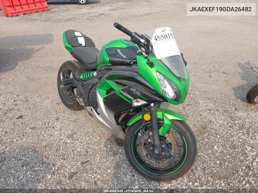 2016 Kawasaki Ex650 F VIN: JKAEXEF19GDA26482 Lot: 45501522
