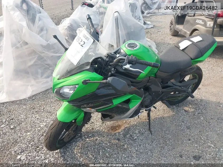 2016 Kawasaki Ex650 F VIN: JKAEXEF19GDA26482 Lot: 45501522