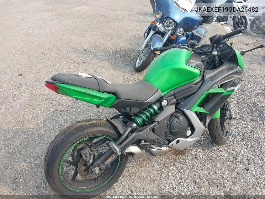 2016 Kawasaki Ex650 F VIN: JKAEXEF19GDA26482 Lot: 45501522