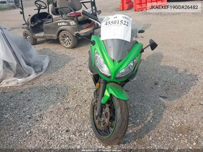 2016 Kawasaki Ex650 F VIN: JKAEXEF19GDA26482 Lot: 45501522