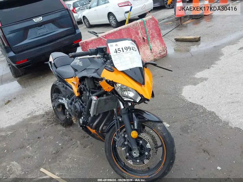 2019 Kawasaki Ex650 F VIN: JKAEXEK17KDA30416 Lot: 45199424