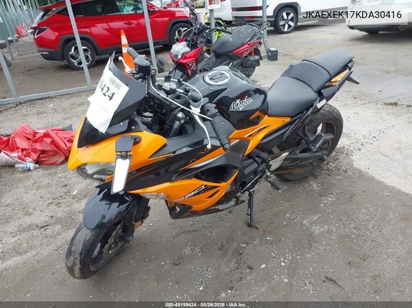 2019 Kawasaki Ex650 F VIN: JKAEXEK17KDA30416 Lot: 45199424