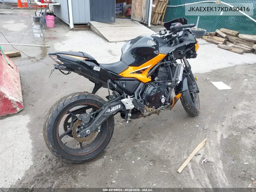 2019 Kawasaki Ex650 F VIN: JKAEXEK17KDA30416 Lot: 45199424