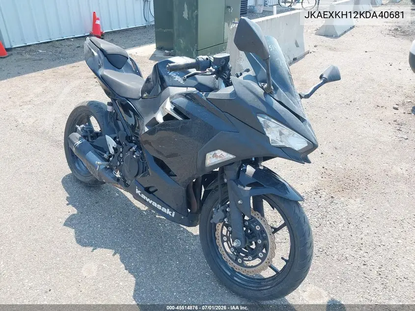 2019 Kawasaki Ex400 VIN: JKAEXKH12KDA40681 Lot: 45514876