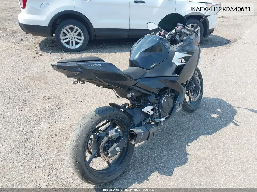 2019 Kawasaki Ex400 VIN: JKAEXKH12KDA40681 Lot: 45514876