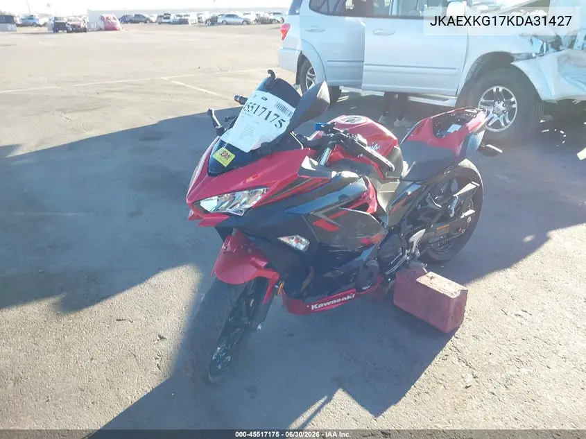 2019 Kawasaki Ex400 VIN: JKAEXKG17KDA31427 Lot: 45517175