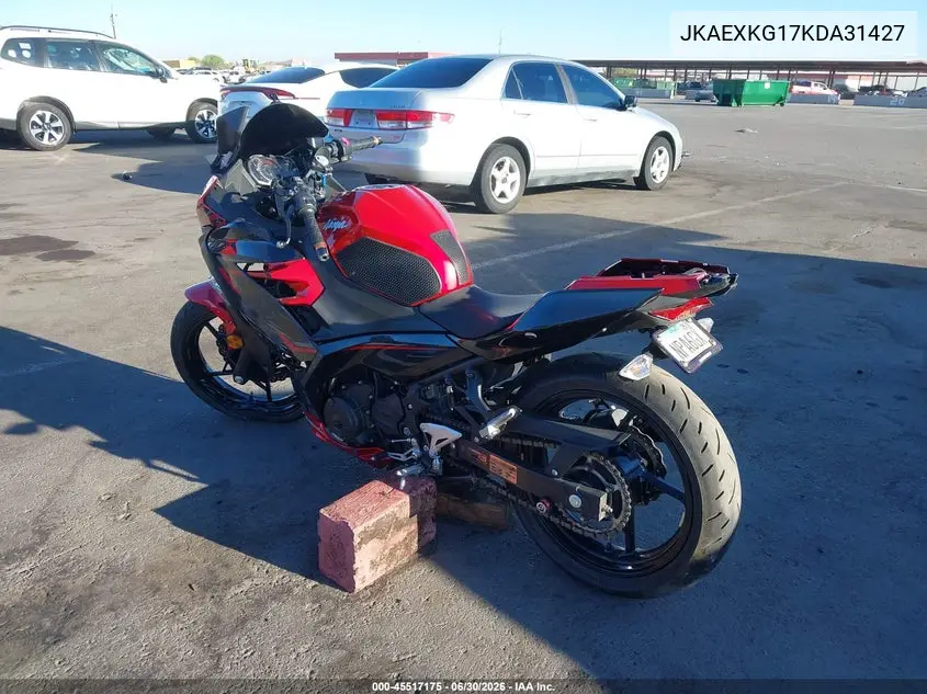 2019 Kawasaki Ex400 VIN: JKAEXKG17KDA31427 Lot: 45517175
