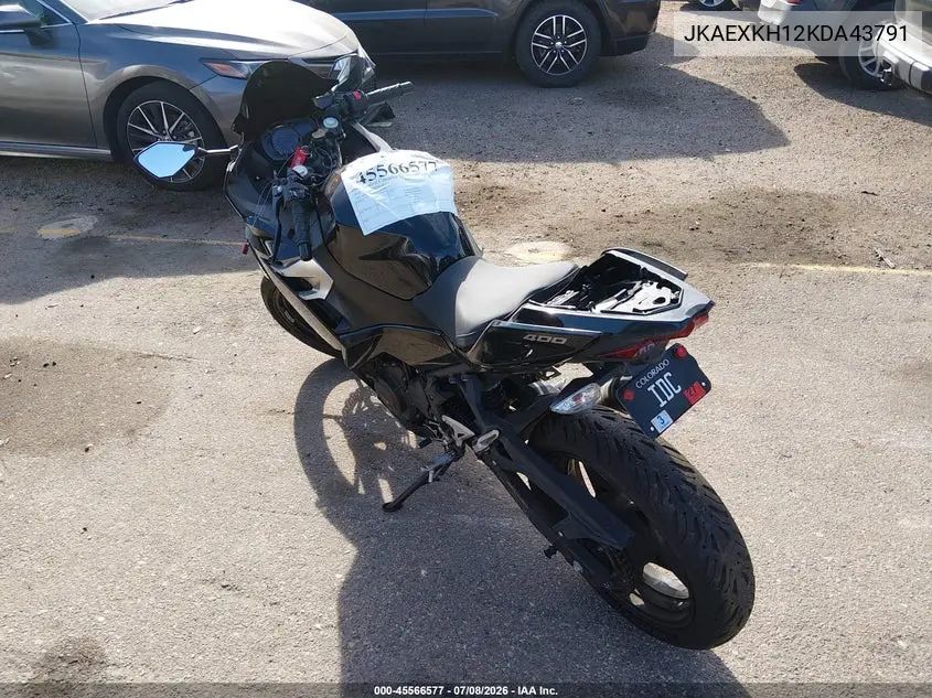 2019 Kawasaki Ex400 VIN: JKAEXKH12KDA43791 Lot: 45566577