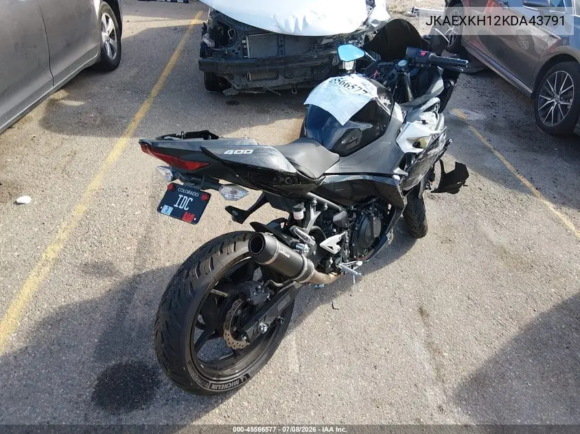 2019 Kawasaki Ex400 VIN: JKAEXKH12KDA43791 Lot: 45566577