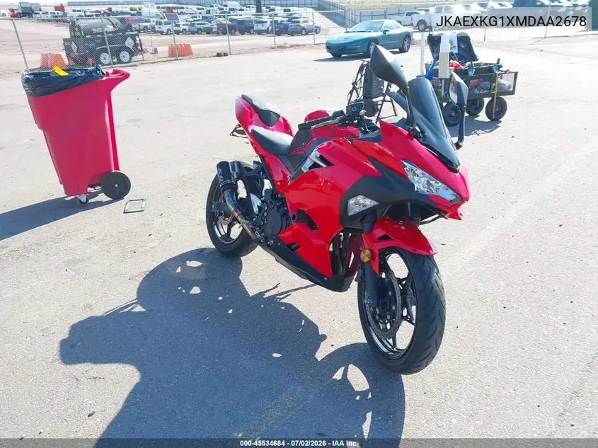 2021 Kawasaki Ex400 VIN: JKAEXKG1XMDAA2678 Lot: 45534684