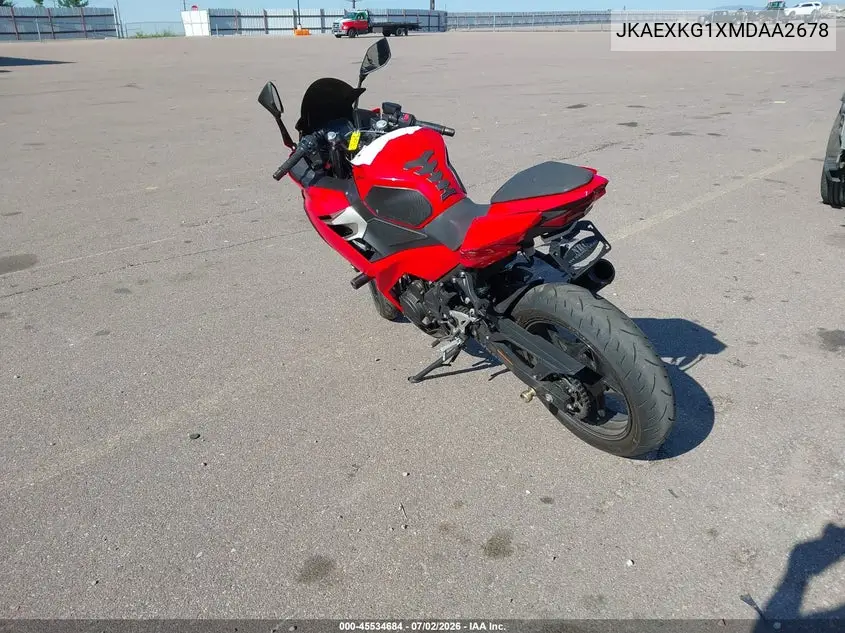 2021 Kawasaki Ex400 VIN: JKAEXKG1XMDAA2678 Lot: 45534684