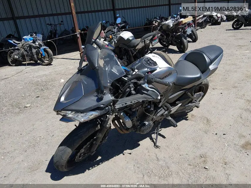2021 Kawasaki Ex650 M VIN: ML5EXEM19MDA28361 Lot: 45554593