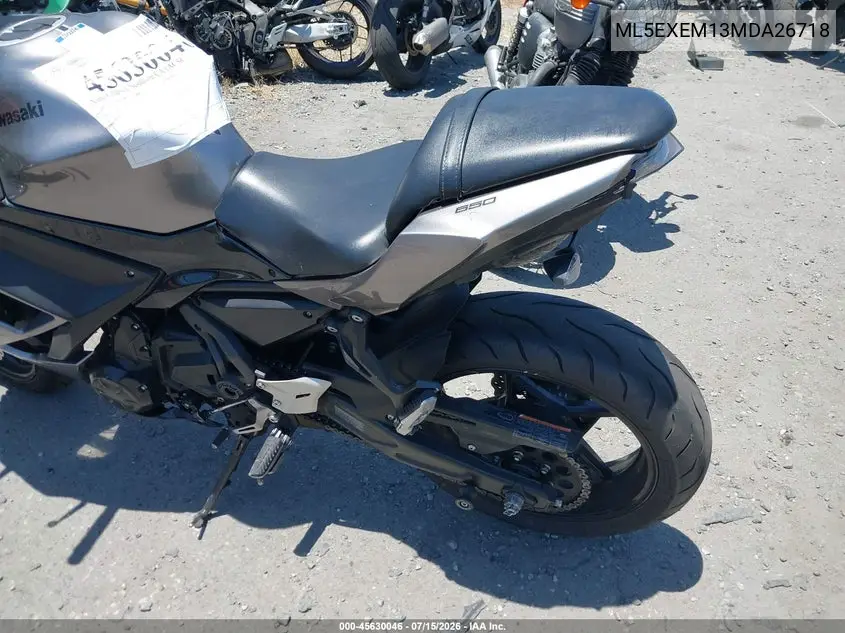 2021 Kawasaki Ex650 M VIN: ML5EXEM13MDA26718 Lot: 45630046